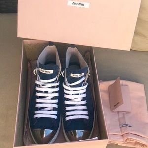 Miu Miu Navy Cap Toe High top  Sneakers